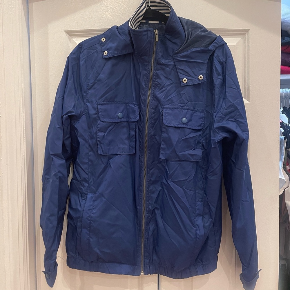 Blue raincoat jacket